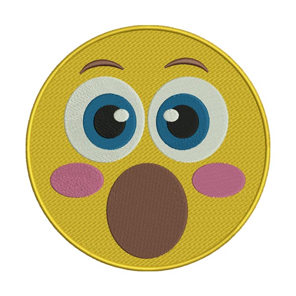 Blushing and Shocking Open Mouth Face Emoji Embroidery Design
