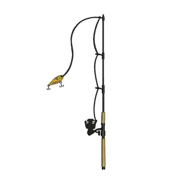 Yellow Fishing Rod Pole Embroidery Design