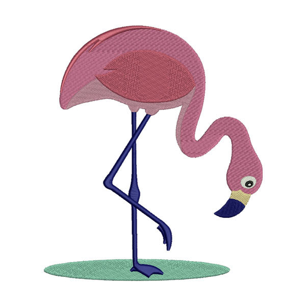 Enchanting Pink Flamingo Bird Embroidery Design