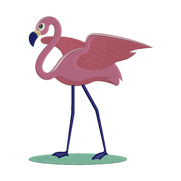 Alluring Standing Flamingo Bird Embroidery Design