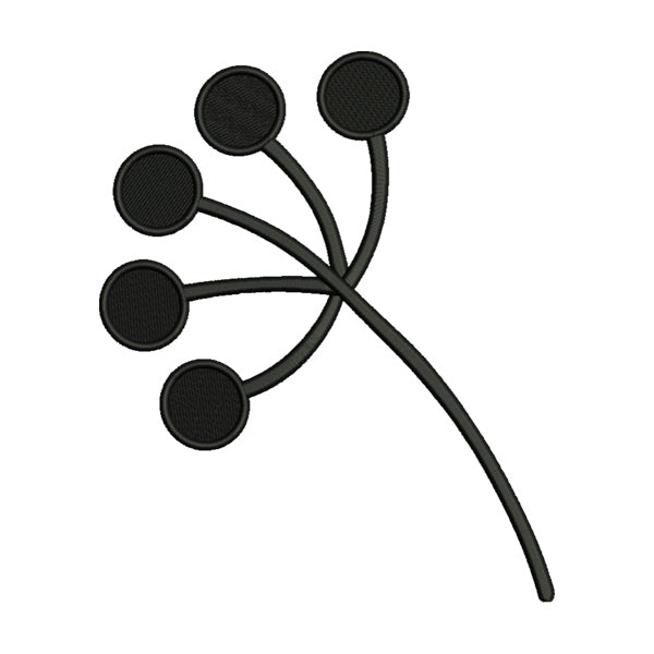Abstract Stem with Circular Leaves Embroidery Design