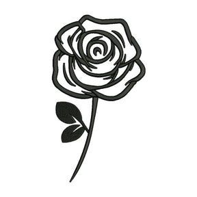Rose Flower with Stem Embroidery Design