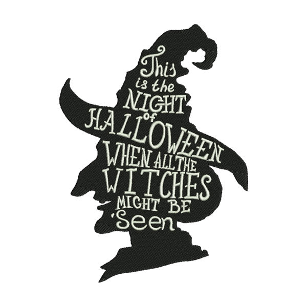 Halloween Witch Hat Embroidery Design