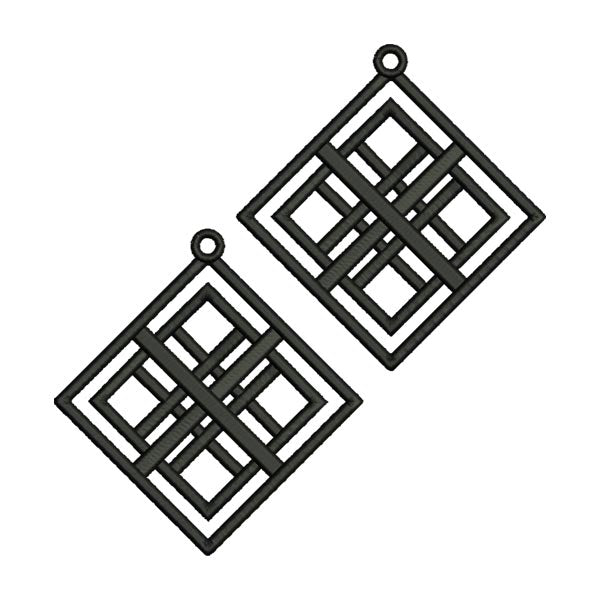 Grey Rhombus Earrings Embroidery Design