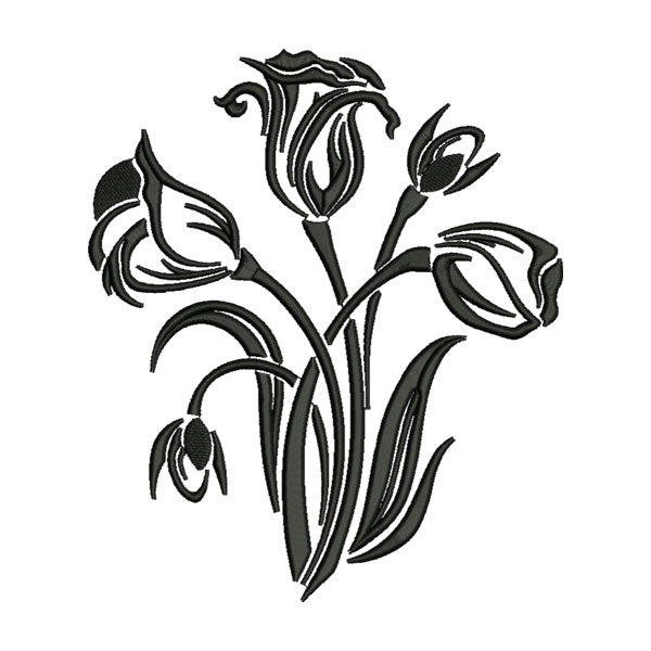 Floral Silhouette Embroidery Design