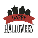Happy Halloween Graveyard Embroidery Design