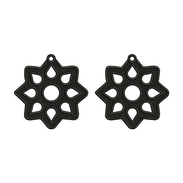 Black Floral Earrings Embroidery Design