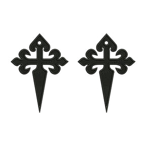 Black Cross Floral Earrings Embroidery Design