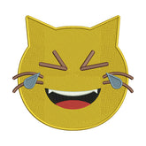 Cat Face Tears of Joy Emoji Embroidery Design