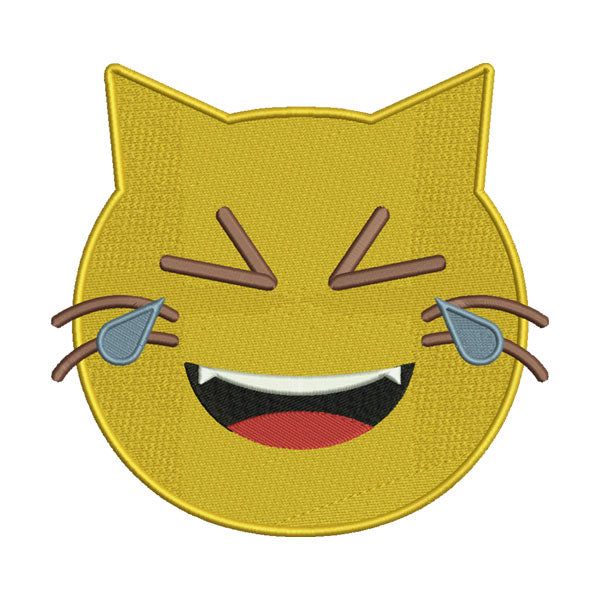 Cat Face Tears of Joy Emoji Embroidery Design