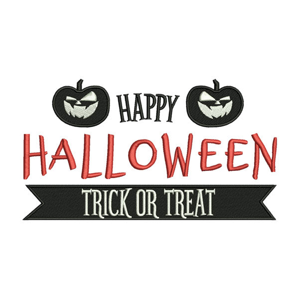 Happy Halloween Trick or Treat Embroidery Design