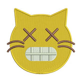 Cross-Eyes Grimacing Cat Emoji Embroidery Design