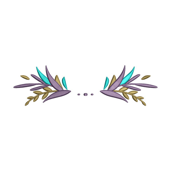 Multicolored Floral Leaves Branch Embroidery Design