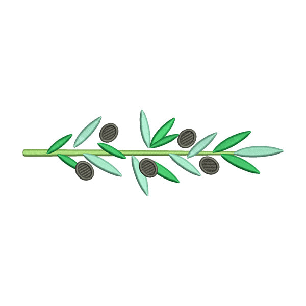 Floral Leaves Stem Embroidery Design