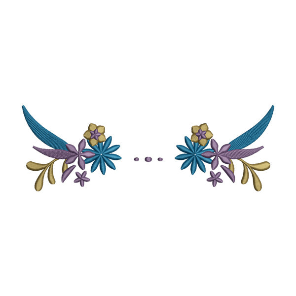 Blue, Purple & Golden Floral Divider Embroidery Design