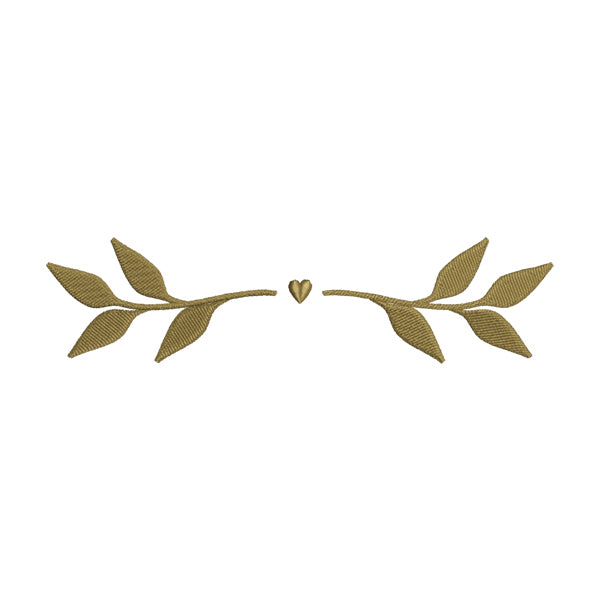 Brown Leaves Heart Branch Embroidery Design