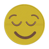 Relieved Face Emoji Embroidery Design