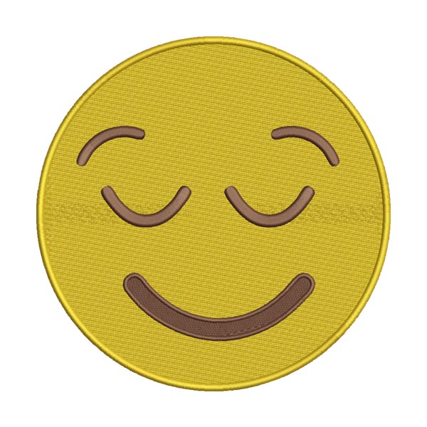 Relieved Face Emoji Embroidery Design