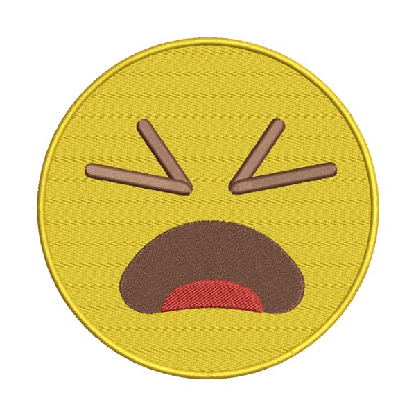 Confounded Face Emoji Embroidery Design