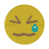 Crying Confounded Emoji Embroidery Design