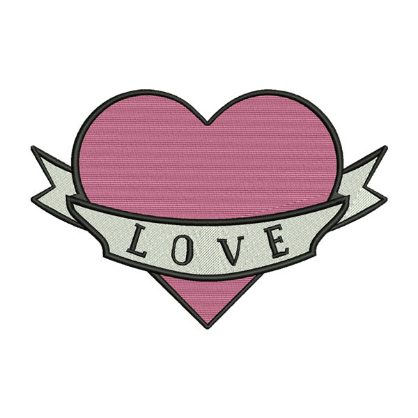 Love Heart Banner Embroidery Design