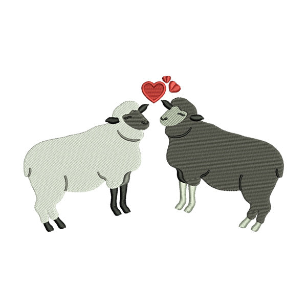 Sheep in Love Embroidery Design