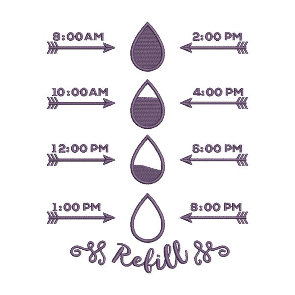 Water Intake Tracker Embroidery Design