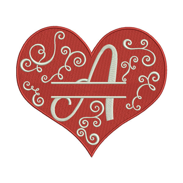 Heart Alphabet a Embroidery Design