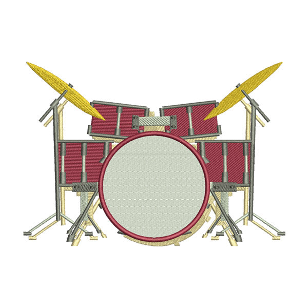 Drum Set Embroidery Design