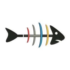 Multicolor Fish Skeleton Embroidery Design