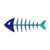 Blue Fish Skeleton Embroidery Design