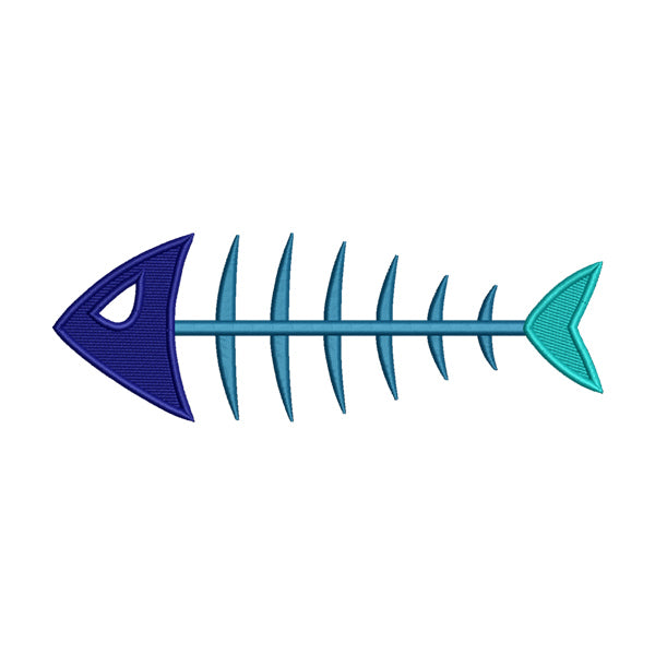 Blue Fish Skeleton Embroidery Design