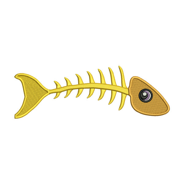 Yellow Fish Skeleton Embroidery Design