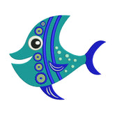 Blue & Cyan Fish Embroidery Design