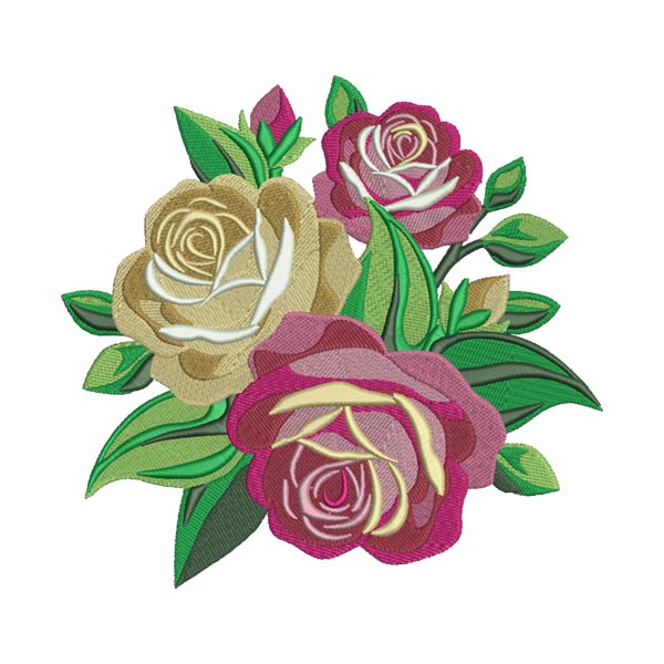 Pink & White Rose Flower Embroidery Design