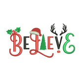 Christmas Believe Embroidery Design