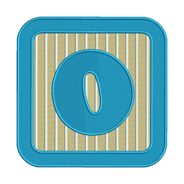 Letter O Alphabet Block Embroidery Design – Kids Applique Patch