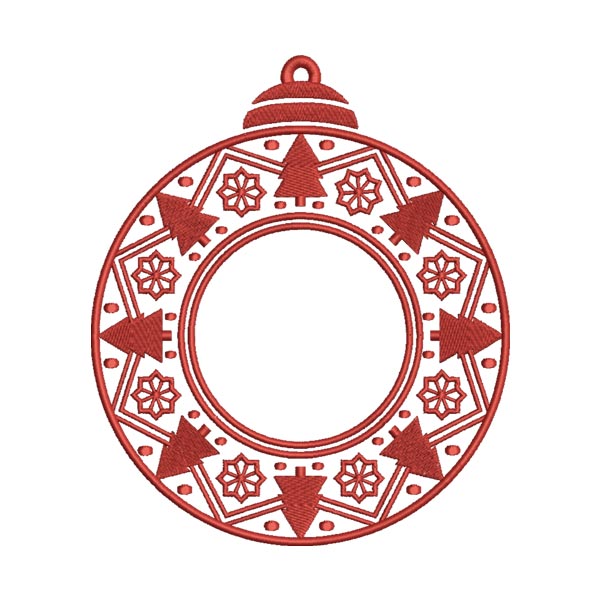 Christmas Ornament Embroidery Design – Holiday Bauble Frame