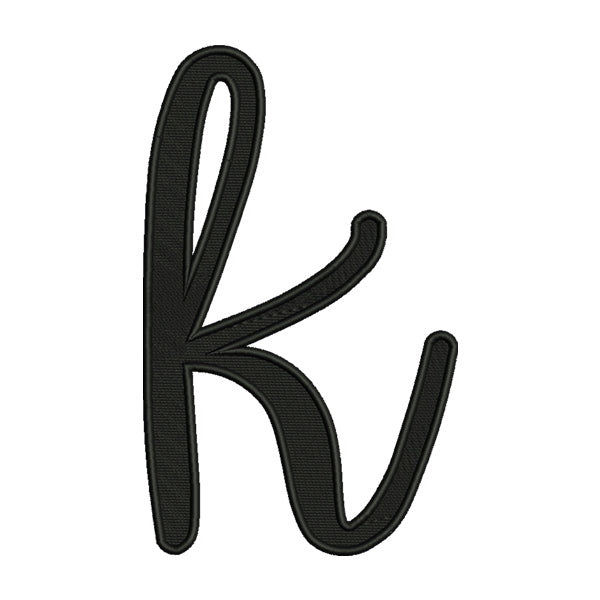 Lowercase Letter K Embroidery Design – Script Alphabet Monogram