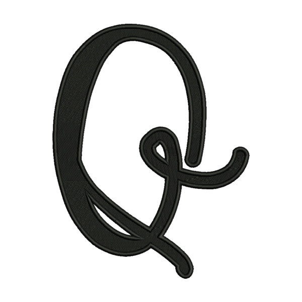 Uppercase Q Calligraphy Embroidery Design