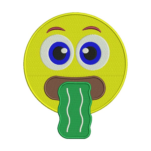 Vomiting Emoji Embroidery Design – Yellow