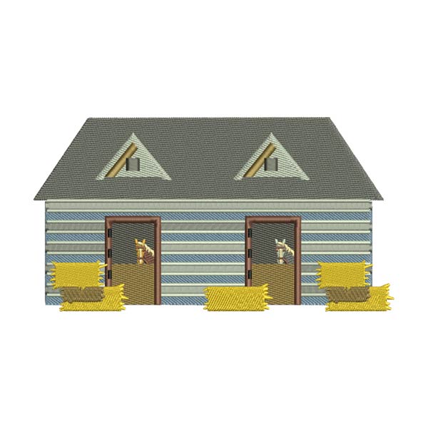Horse Barn Embroidery Design