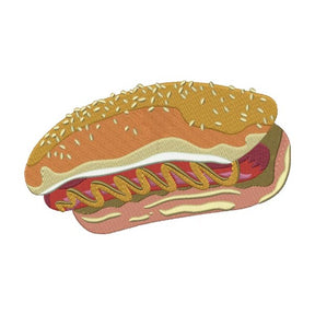 Hot Dog Embroidery Design
