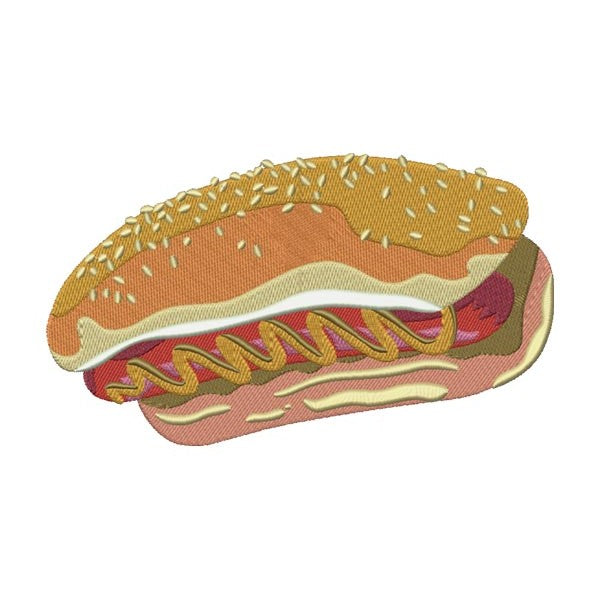 Hot Dog Embroidery Design