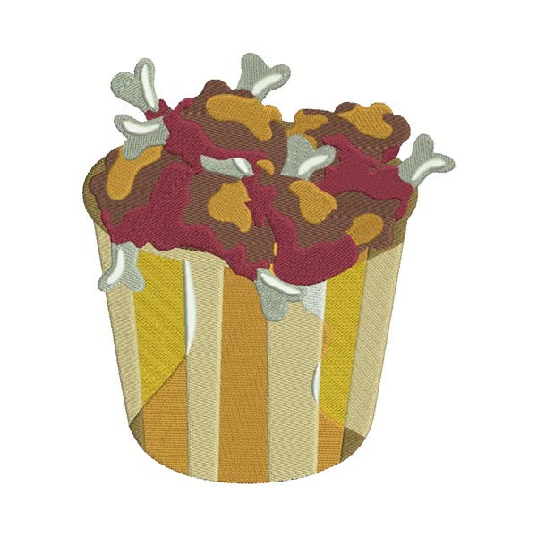 Fried Chicken Bucket Embroidery Design