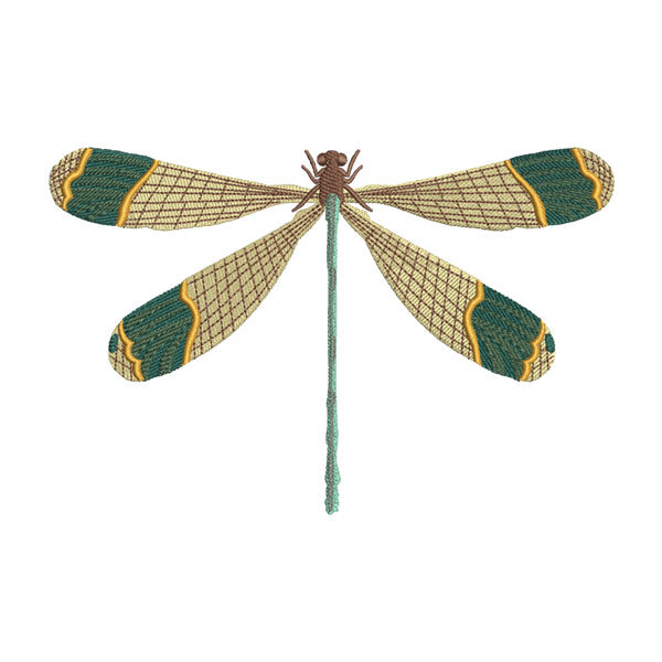 Dragonfly Embroidery Design – Exotic Green Insect Machine Embroidery File