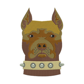 Pitbull Dog Embroidery Design – Brown