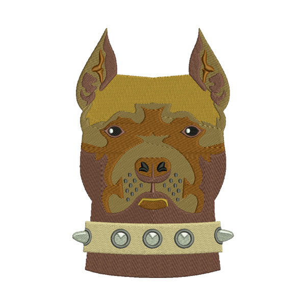 Pitbull Dog Embroidery Design – Brown