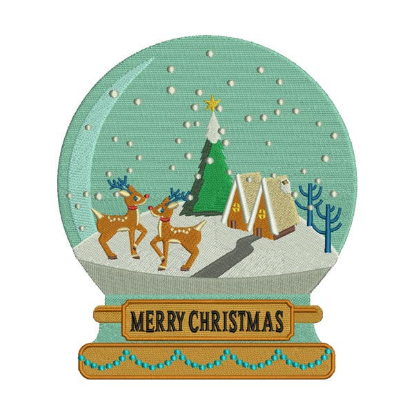Christmas Snow Globe Embroidery Design – Reindeer
