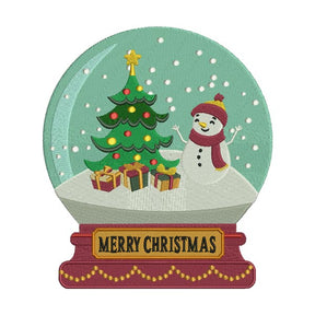 Jolly Snowman Christmas Snow Globe Embroidery Design